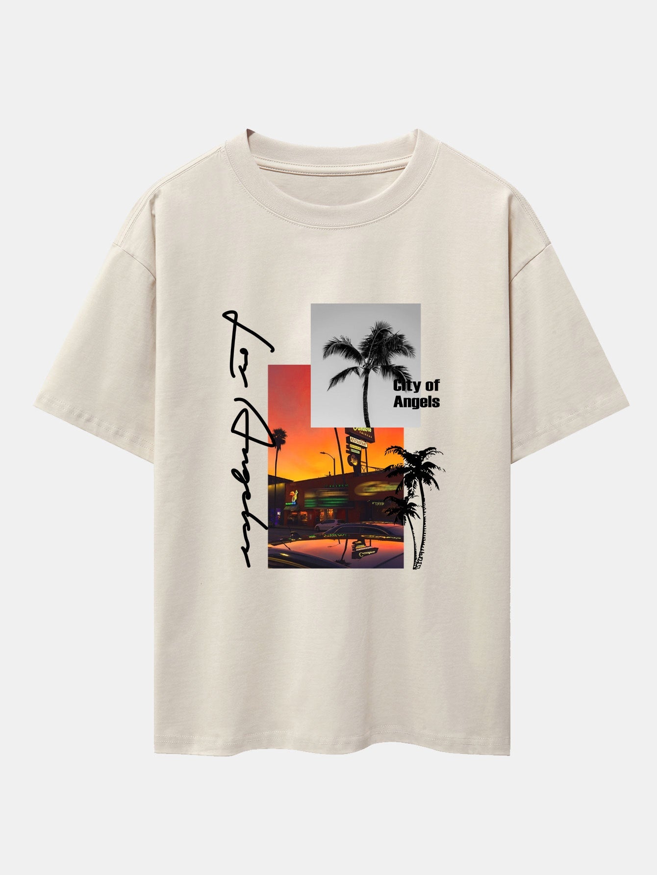 Los Angeles Landscape Graphic Oversized T-Shirt & Swim Shorts Set