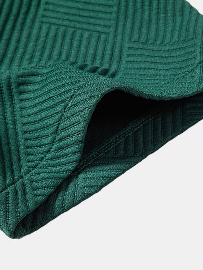 Striped Jacquard Button-Up Shirt and Shorts Set