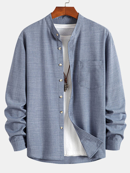 Long Sleeve Shirt with Stand-Up Collar