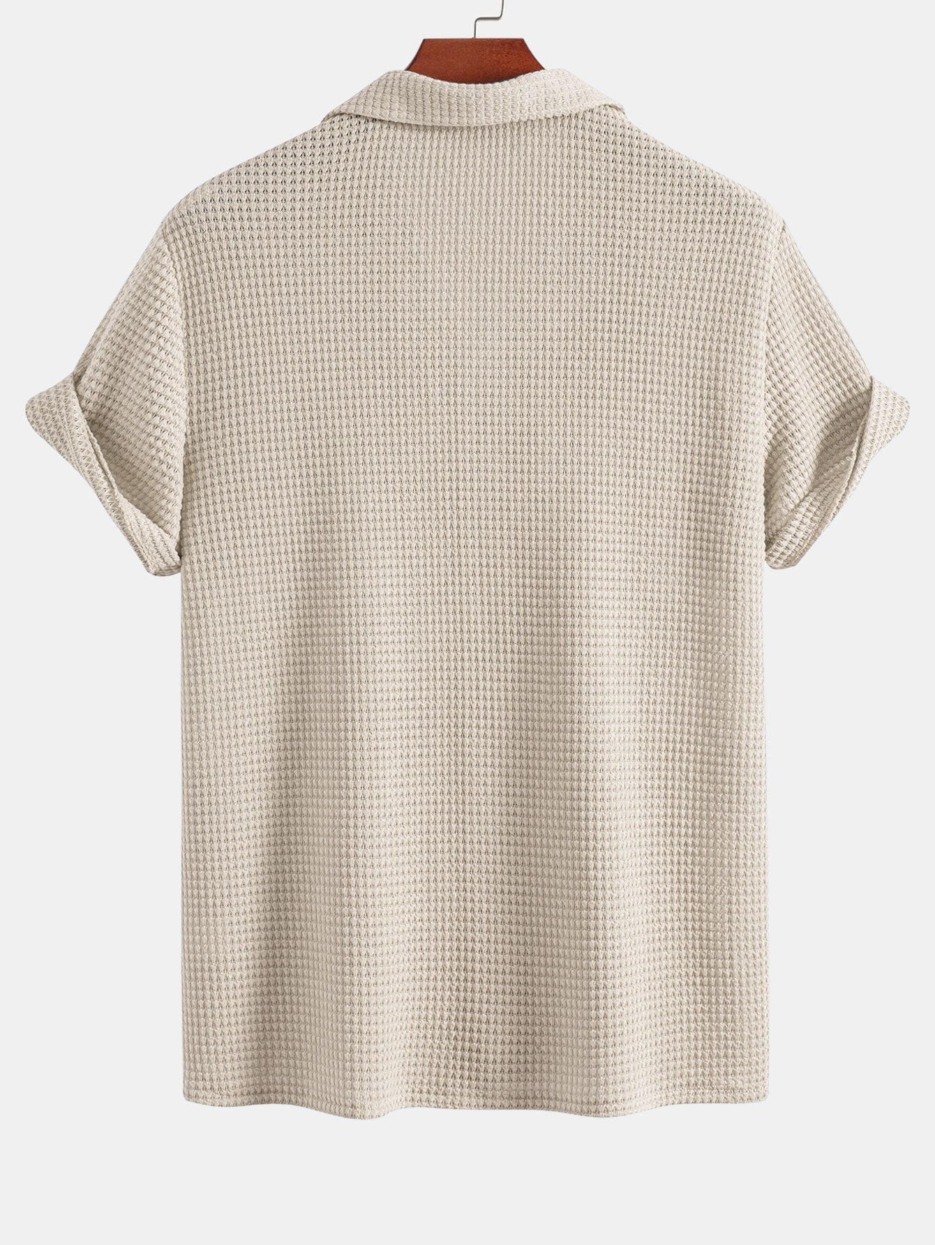 Waffle Texture Cuban Shirt and Shorts Set