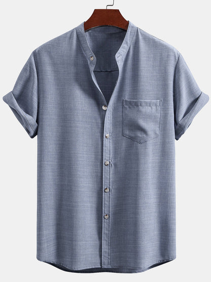 Short Sleeve Stand-Up Collar Shirt