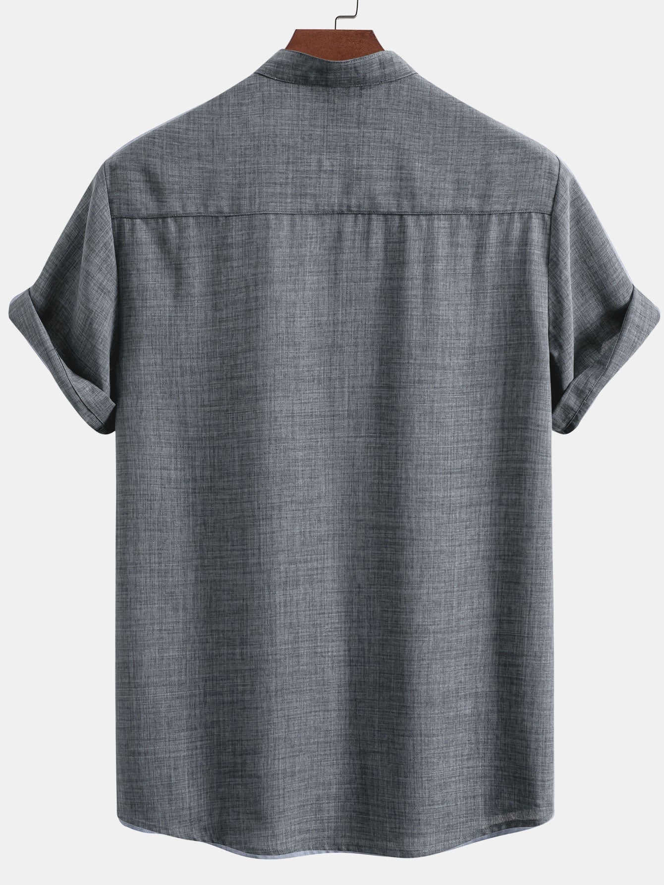 Short Sleeve Stand-Up Collar Shirt