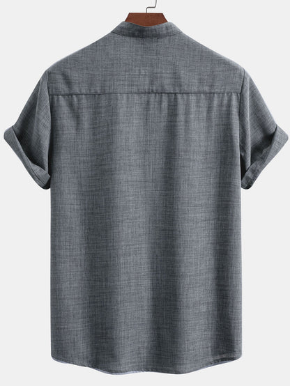 Short Sleeve Stand-Up Collar Shirt