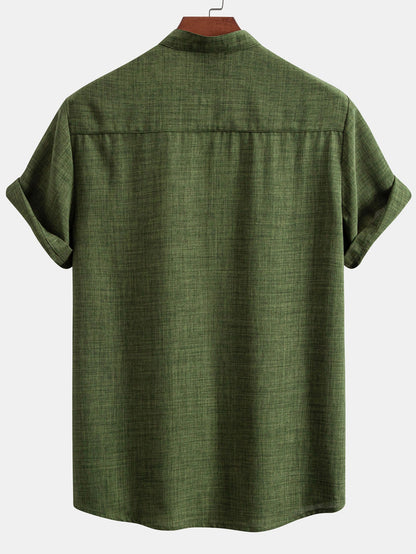 Short Sleeve Stand-Up Collar Shirt
