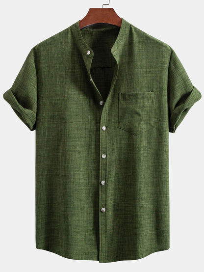 Short Sleeve Stand-Up Collar Shirt