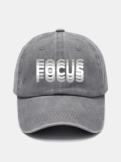 Gradient Washed Baseball Cap with Focus Print