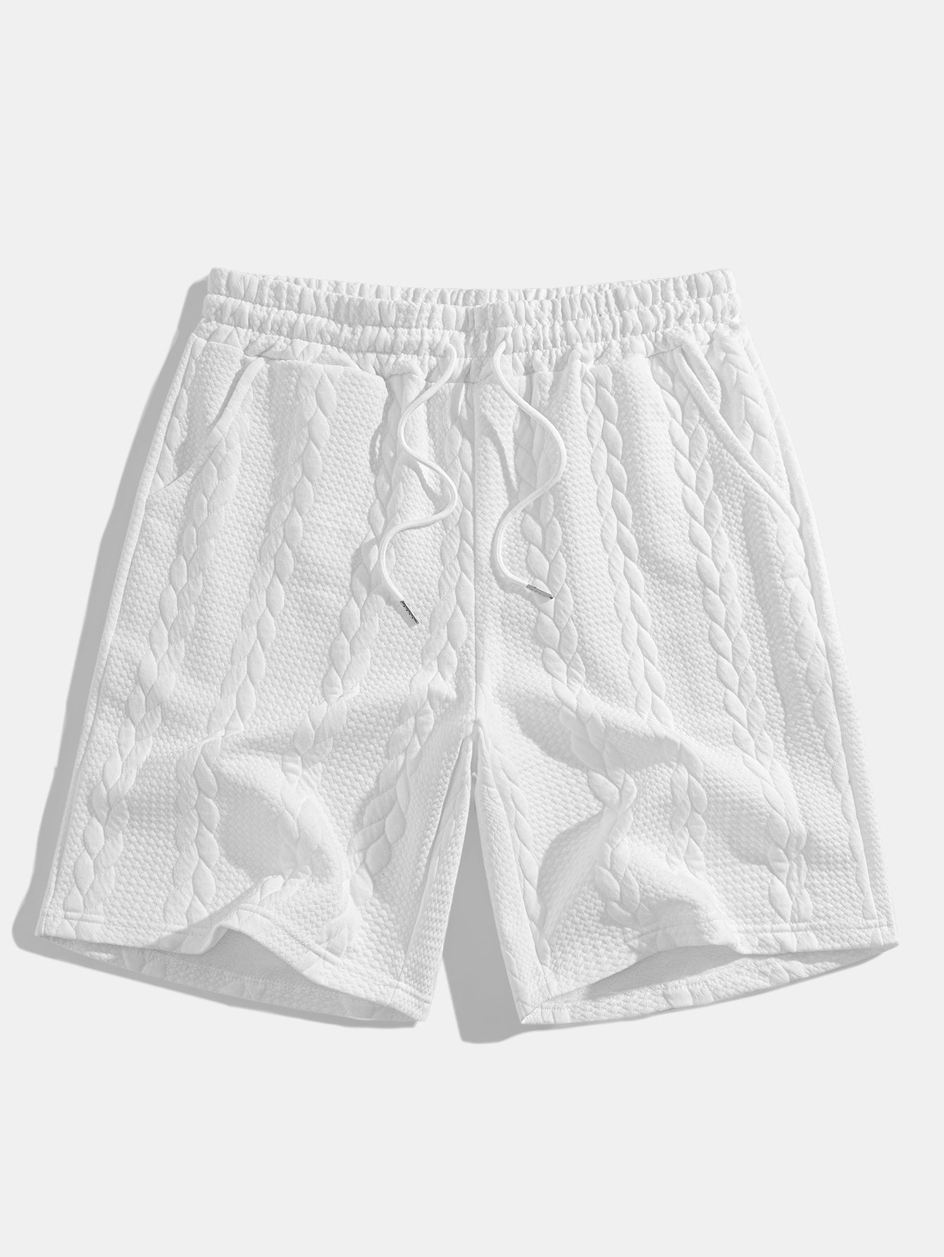 Relaxed Fit Mid-Length Sleeve Twisted Jacquard Tee & Shorts Set