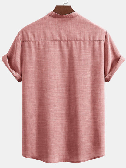 Short Sleeve Stand-Up Collar Shirt