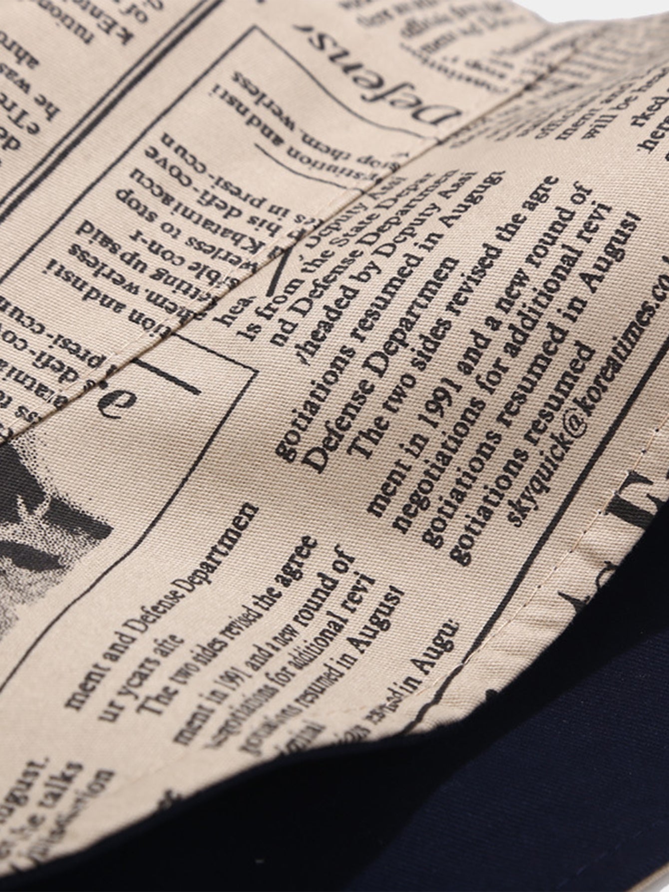 Reversible Bucket Hat with Newspaper Print on Both Sides