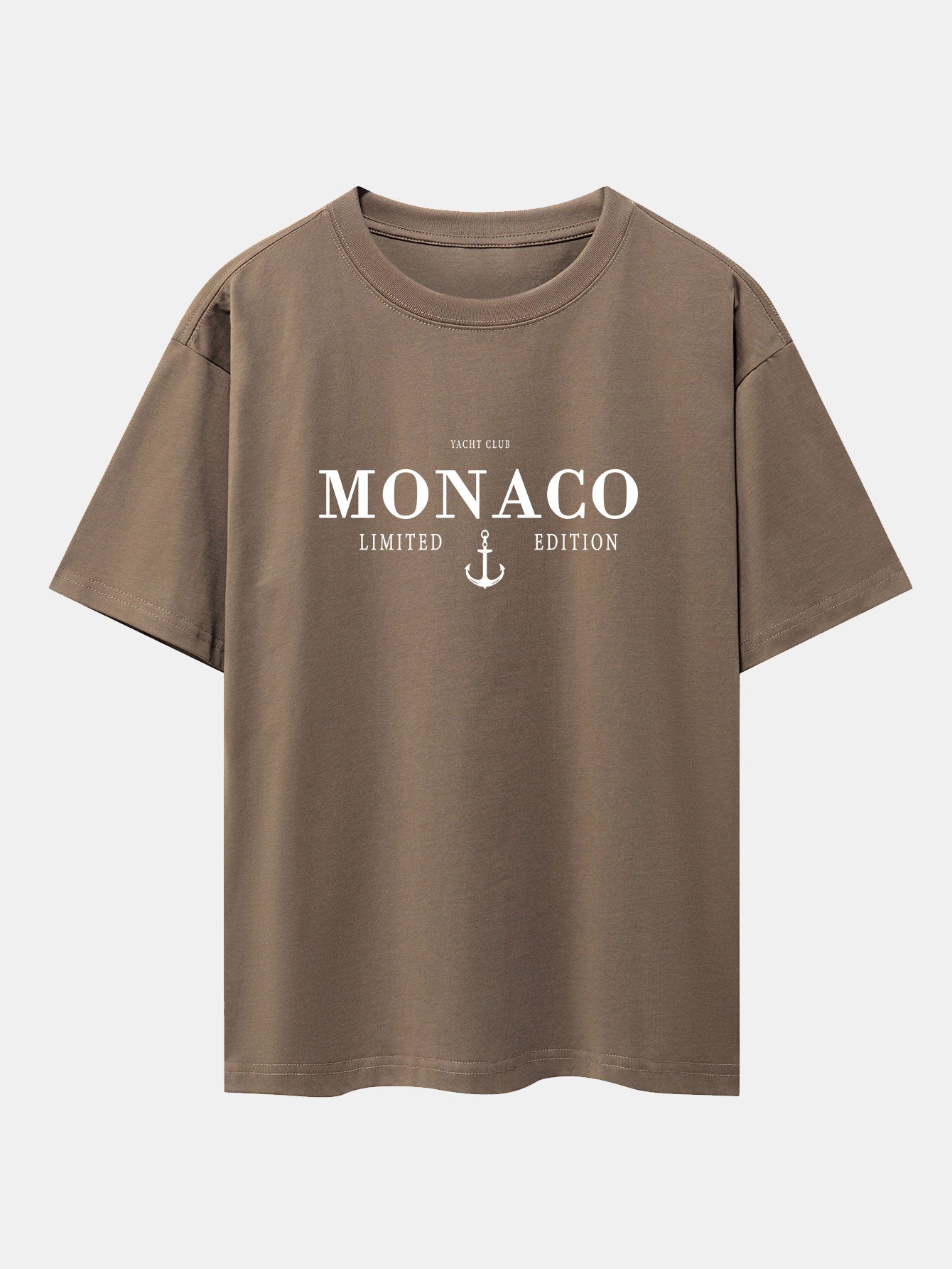 Monaco Oversized T-Shirt with Slogan Print and Drop Shoulder Design