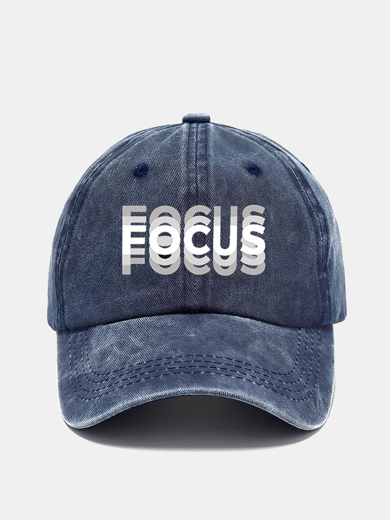 Gradient Washed Baseball Cap with Focus Print