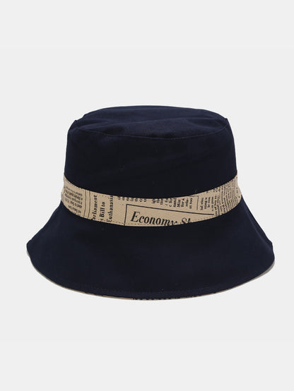 Reversible Bucket Hat with Newspaper Print on Both Sides