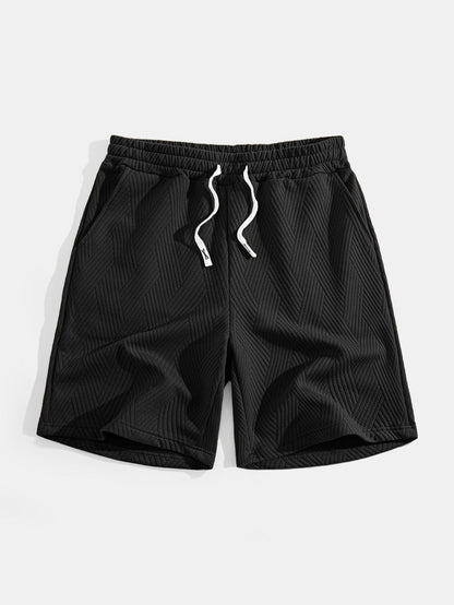 Striped Jacquard Sleeveless Hoodie and Shorts Set