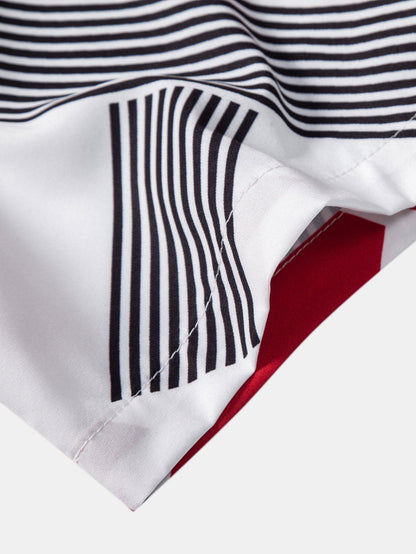 Geometric Color Block Button-Up Shirt