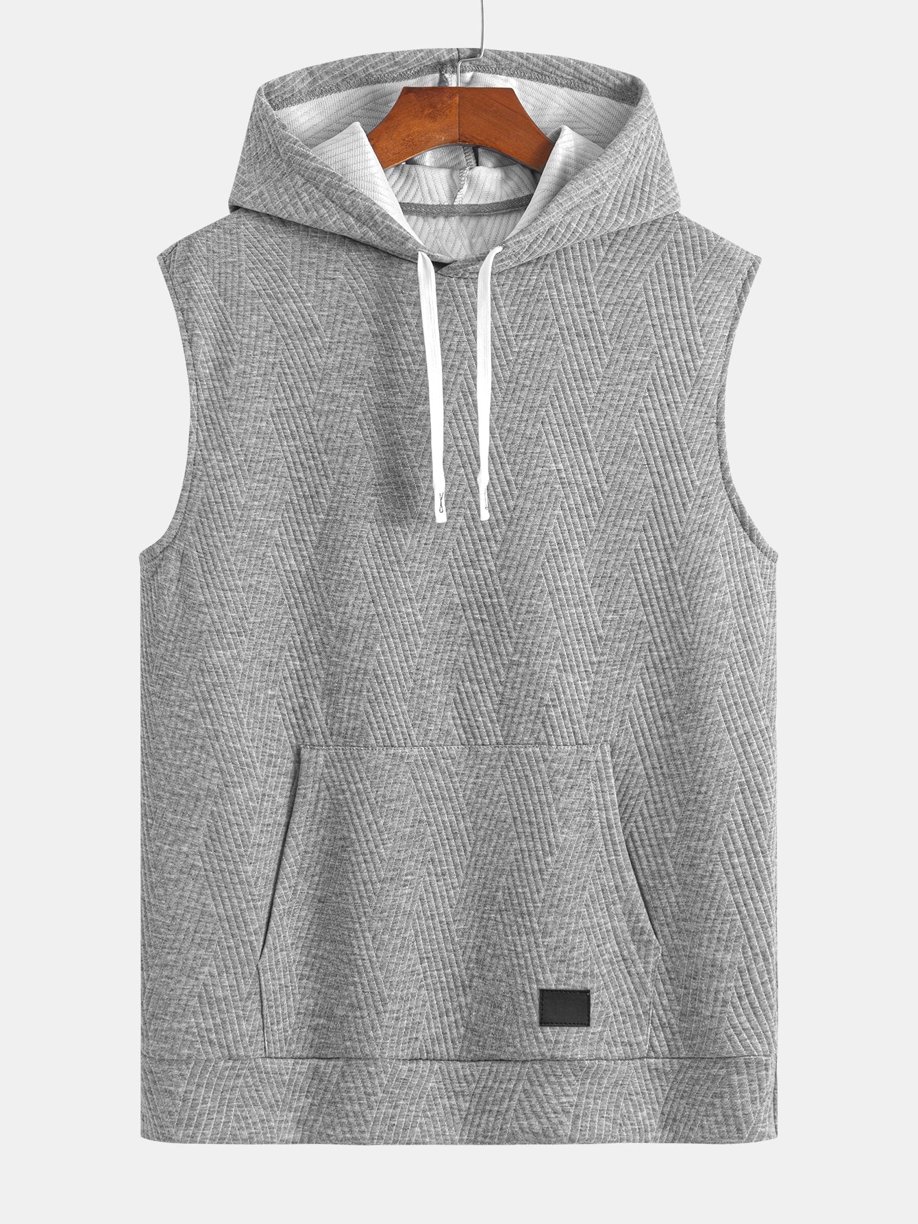 Striped Jacquard Sleeveless Hoodie and Shorts Set