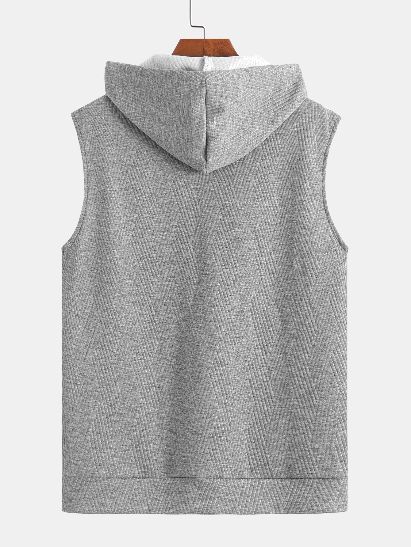 Striped Jacquard Sleeveless Hoodie and Shorts Set