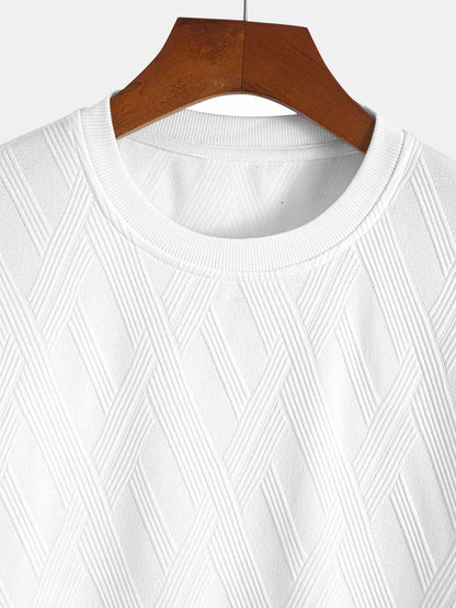 Comfortable Diamond Jacquard T-Shirt and Shorts Set