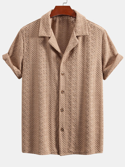 Floral Checkerboard Jacquard Cuban-Style Shirt