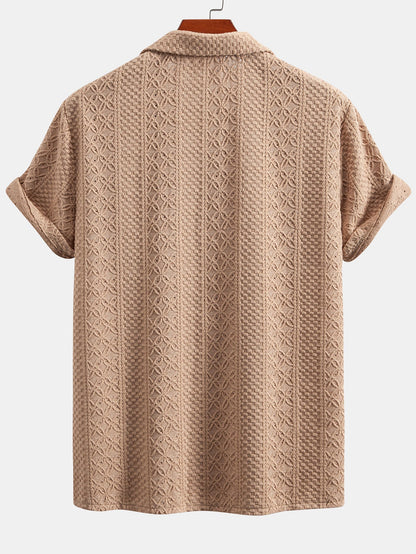 Floral Checkerboard Jacquard Cuban-Style Shirt