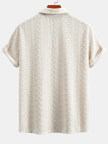 Floral Checkerboard Jacquard Cuban-Style Shirt