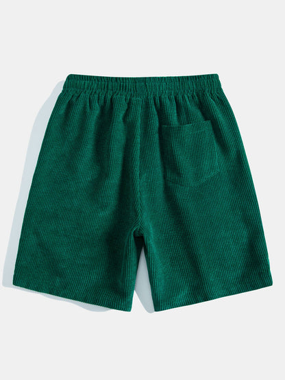 Trendy Bear Print Cotton T-Shirt with Regular Fit & Drawstring Corduroy Shorts