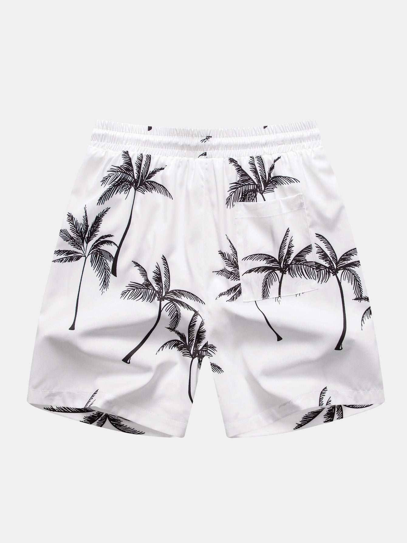Palm Tree Pattern Button-Up Shirt & Matching Swim Shorts