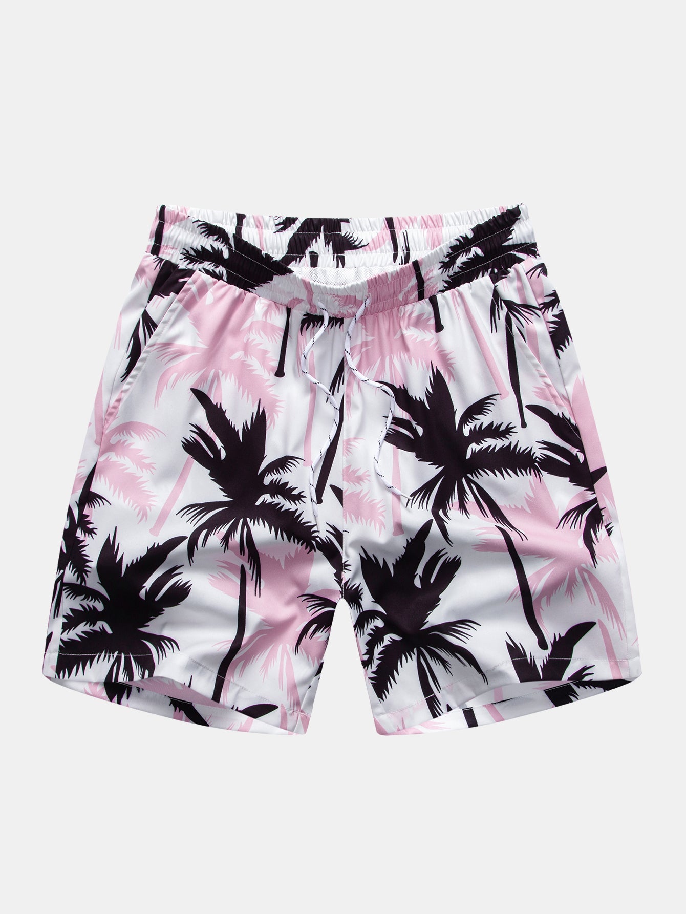Palm Tree Print Button-Up Shirt and Matching Swim Shorts
