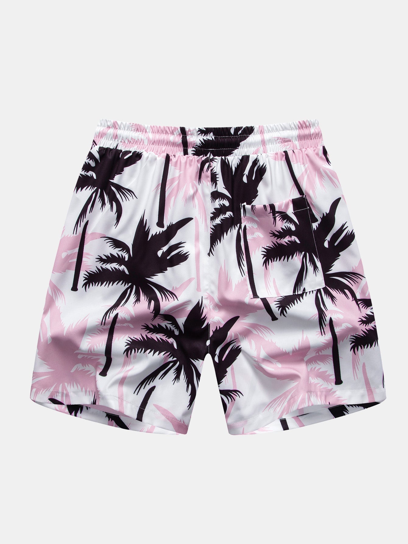 Palm Tree Print Button-Up Shirt and Matching Swim Shorts