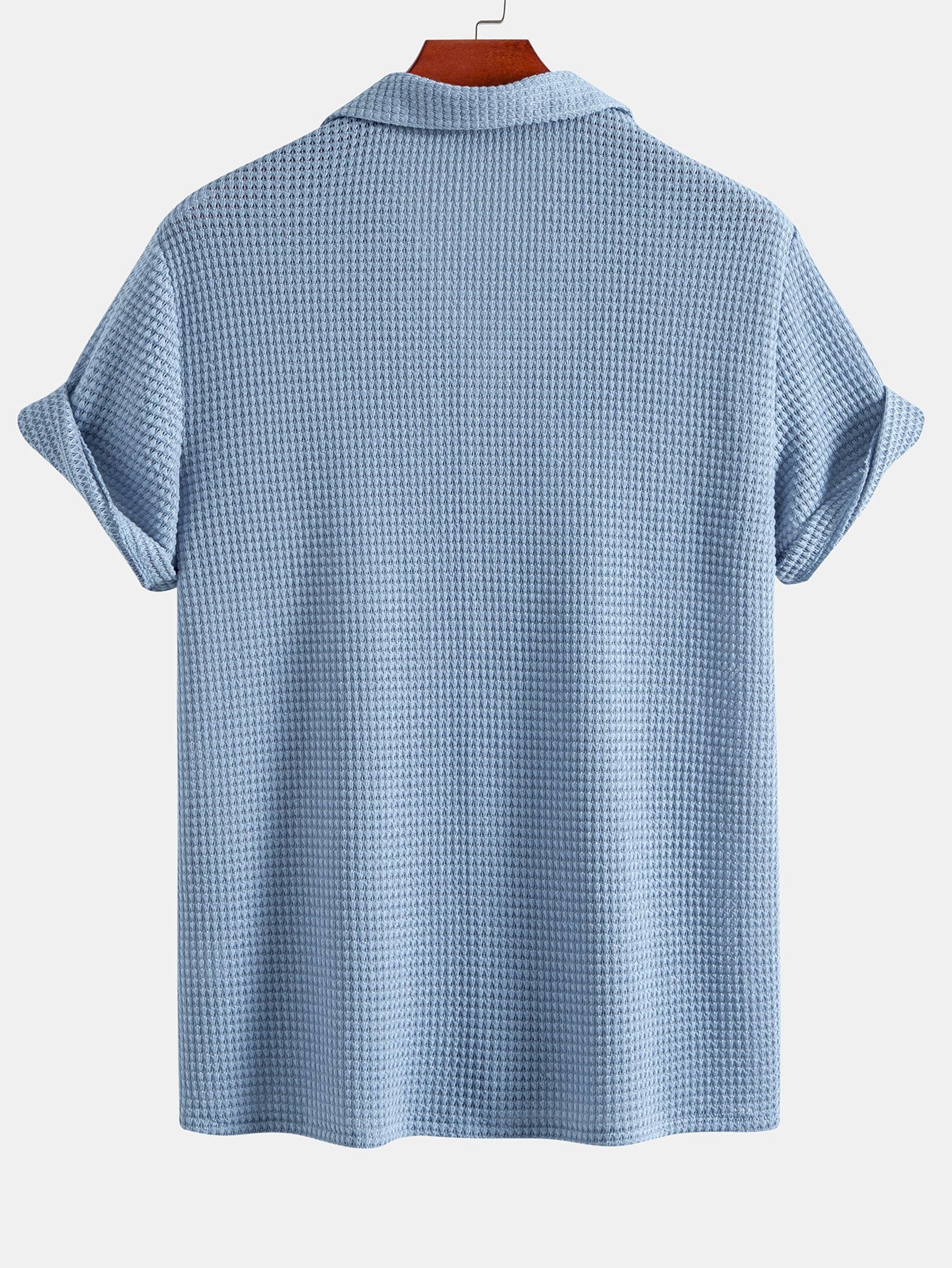 Waffle Texture Cuban Shirt and Shorts Set