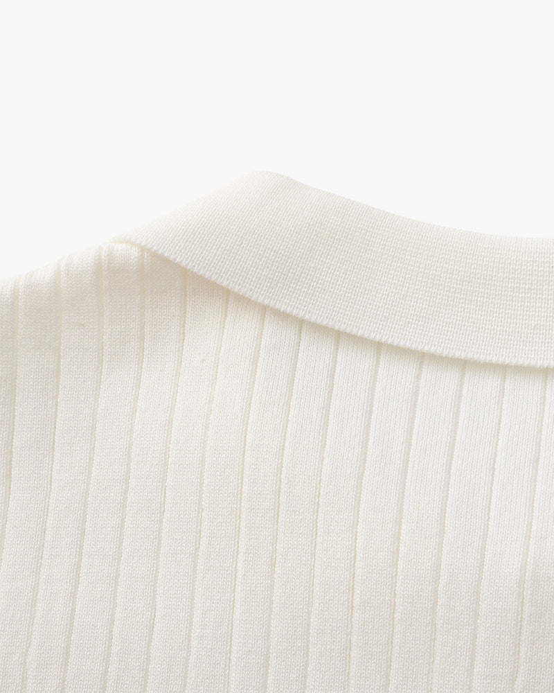 Luxury Ribbed Knit Polo Shirt