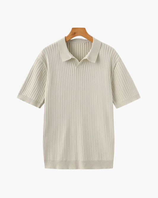 Luxury Ribbed Knit Polo Shirt
