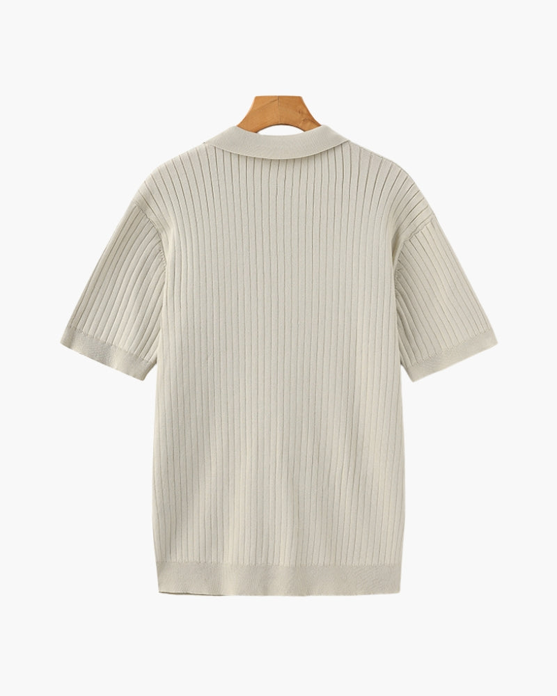Luxury Ribbed Knit Polo Shirt
