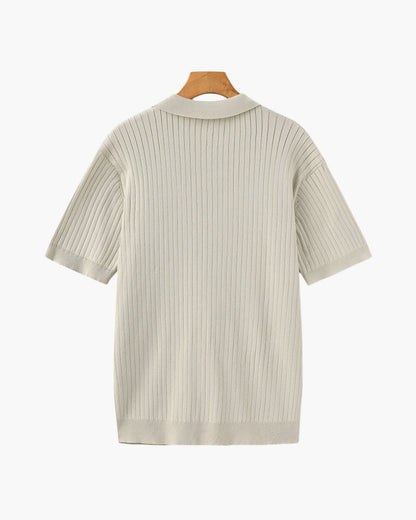 Luxury Ribbed Knit Polo Shirt