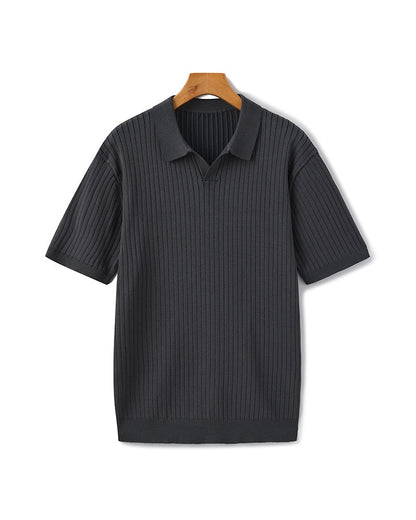 Luxury Ribbed Knit Polo Shirt