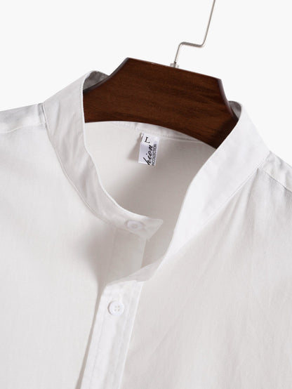 Linen-Style Short Sleeve Basic Shirts & Straight Leg Linen Trousers