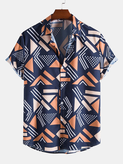 Geometric Pattern Shirt and Swim Trunks