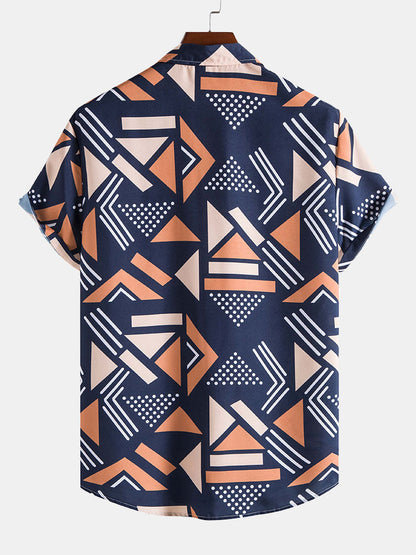 Geometric Pattern Shirt and Swim Trunks