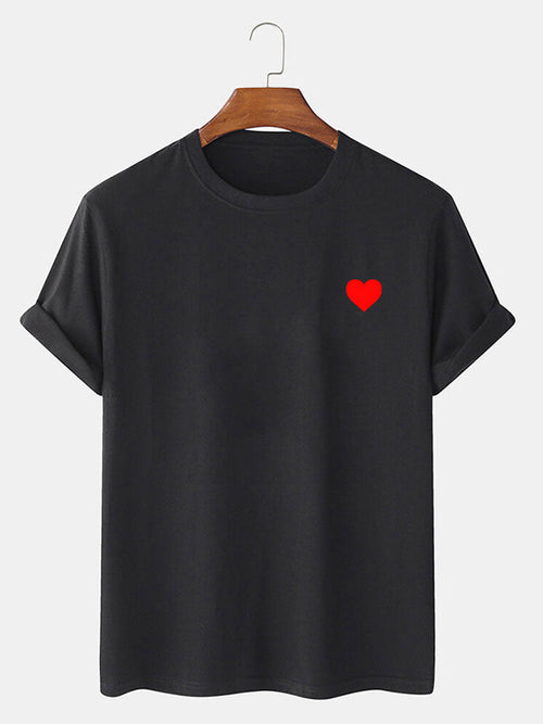 Heart-Patterned Red Tee