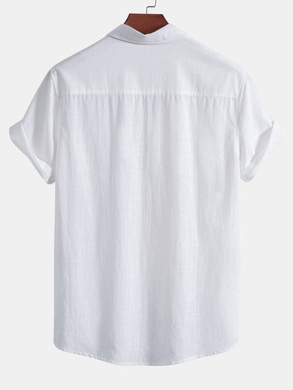 Hawaiian Palm Tree Print Cotton Button-Up Shirt and Swim Shorts Set