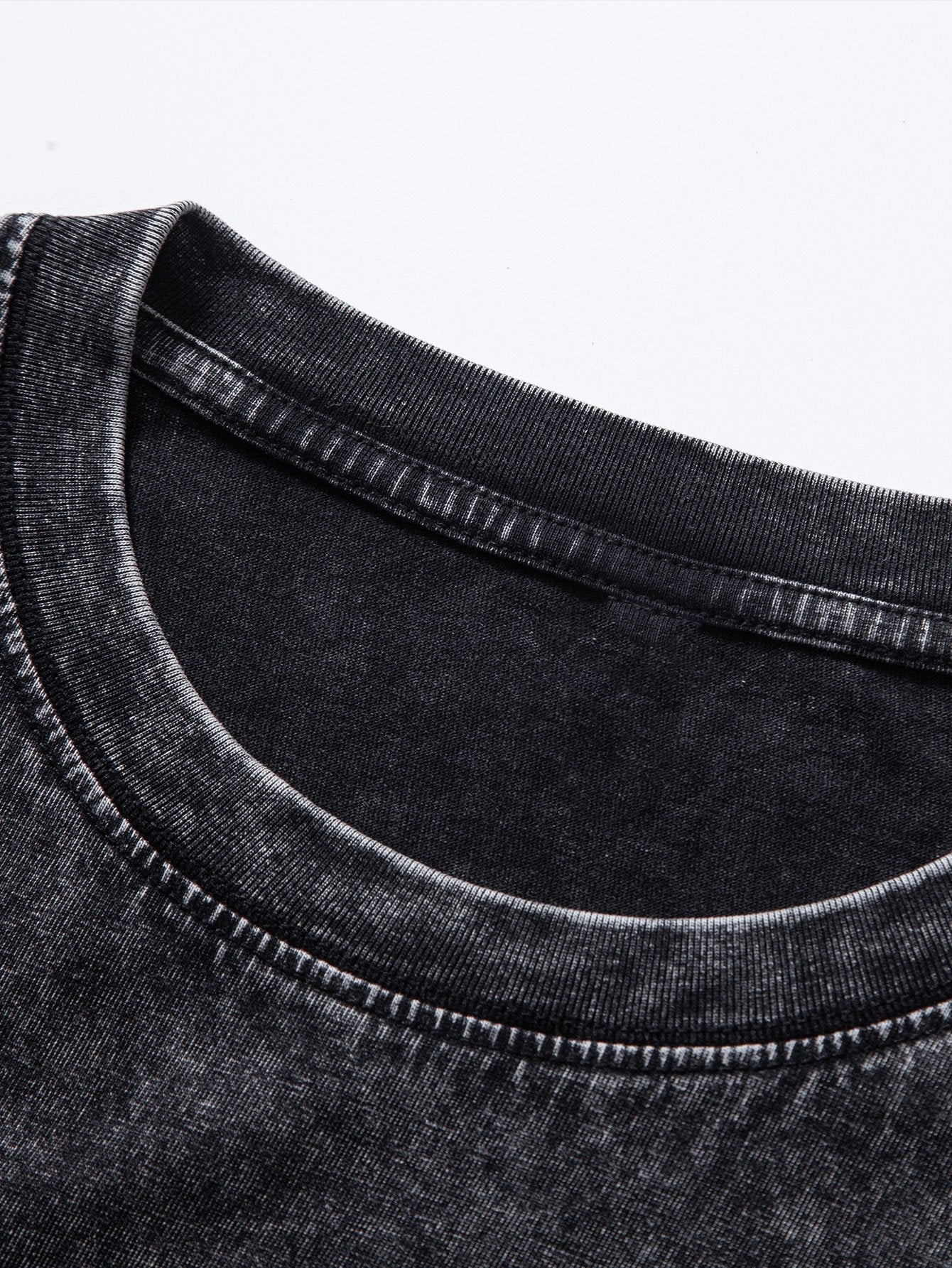 Relaxed Fit Long Sleeve Distressed Wash T-Shirt