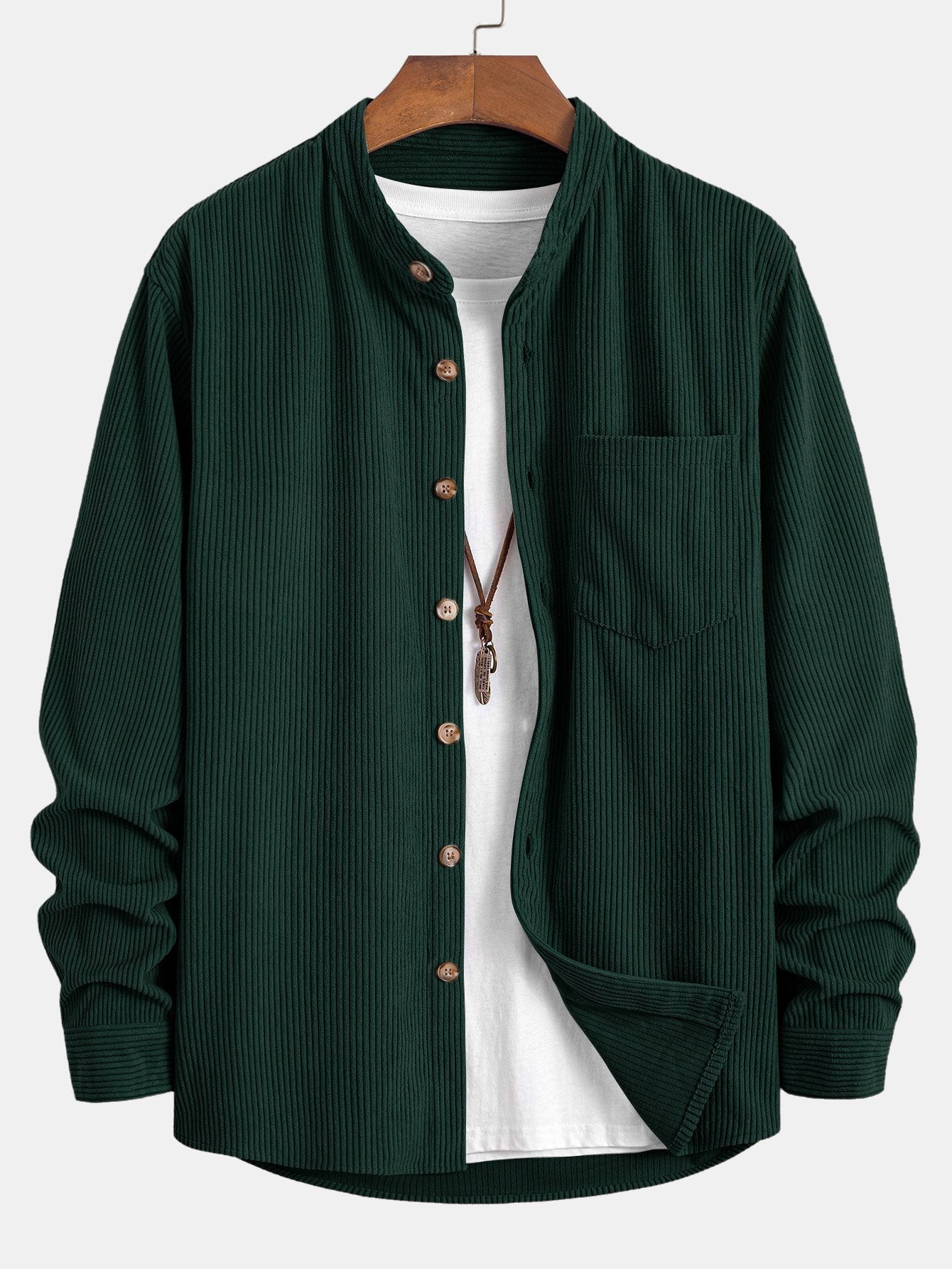 Stand Collar Corduroy Shirt