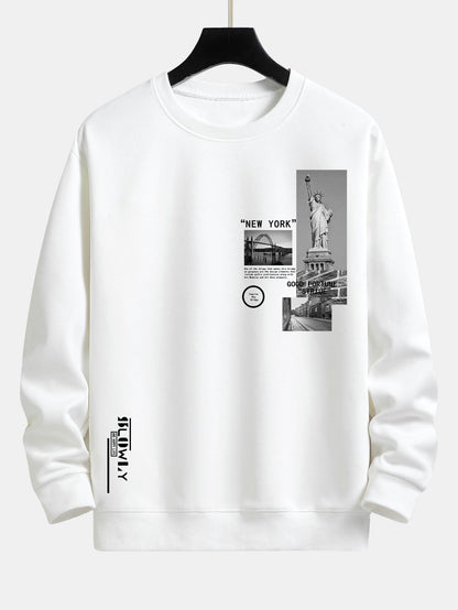 Relaxed Fit Sweatshirt Featuring New York Architecture Print