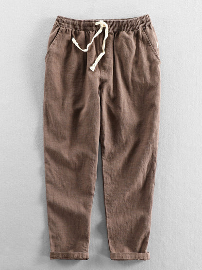 Cropped Pants in Linen-Cotton Blend