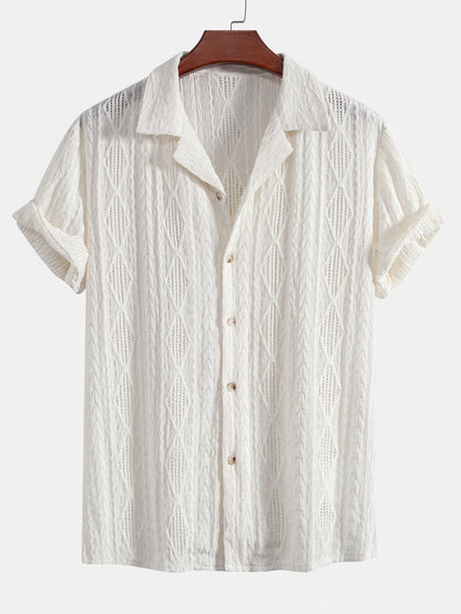 Geometric Pattern Jacquard Cuban Shirt