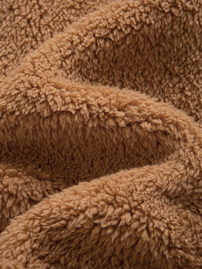 Cozy Teddy Fleece Hooded Button-Up Coat