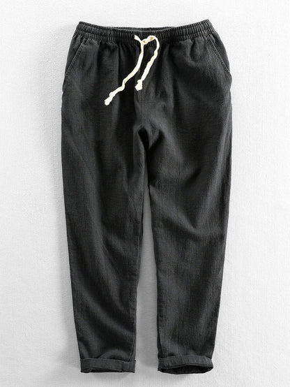 Cropped Pants in Linen-Cotton Blend