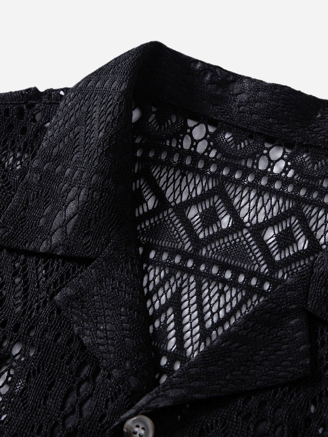 Short Sleeve Cuban Shirt with Geometric Texture