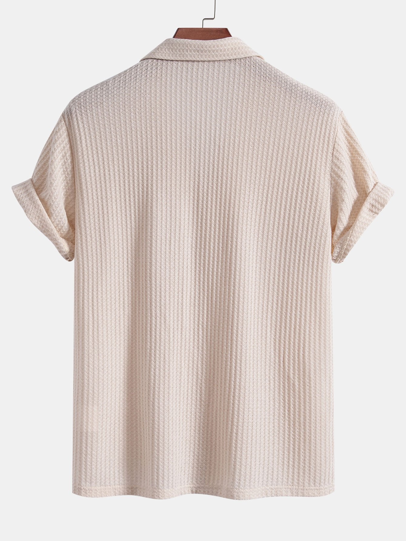 Short Sleeve Waffle Knit Cuban Shirt