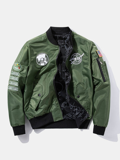 Reversible Bomber Jacket with NASA Embroidered Patch