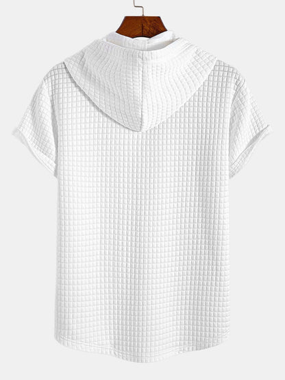 Waffle Knit Hooded T-Shirt with Arc Hem